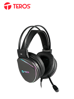 Auriculares Gaming TEROS TE-8170N estéreo 7.1, micrófono, conector USB, Negro, Luces RGB