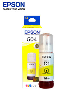 BOTELLA DE TINTA EPSON T504, COLOR AMARILLO, CONTENIDO 70ML