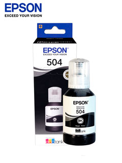 BOTELLA DE TINTA EPSON T504, COLOR NEGRO, CONTENIDO 127ML