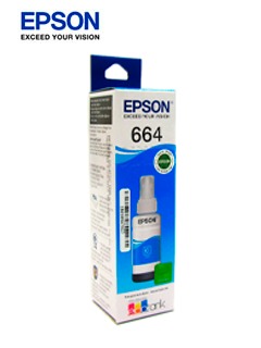 BOTELLA DE TINTA EPSON T664, COLOR CYAN, CONTENIDO 70 ML
