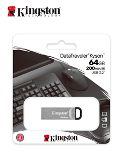 Memoria Flash USB Kingston DataTraveler Kyson, 64GB, USB 3.2 Gen 1, Plata