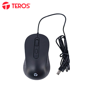 Mouse óptico TEROS TE-1229S, USB, 4 botones, negro