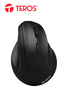 Mouse Teros TE-5169N, Inalámbrico Doble Modo: 2.4G+Bluetooth, 2400 DPI, Vertical, Negro