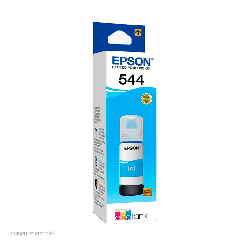 BOTELLA DE TINTA EPSON T544, COLOR CIAN, CONTENIDO 65ML