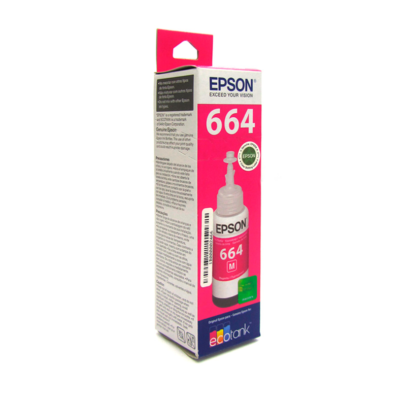 BOTELLA DE TINTA EPSON T664, COLOR MAGENTA, CONTENIDO 70 ML