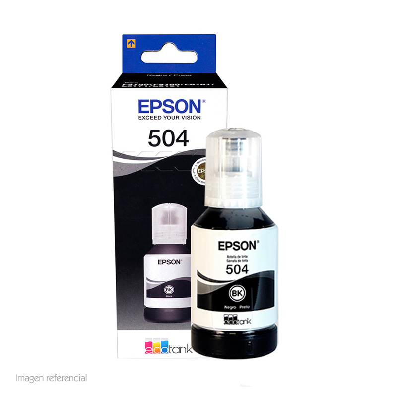 BOTELLA DE TINTA EPSON T504, COLOR NEGRO, CONTENIDO 127ML