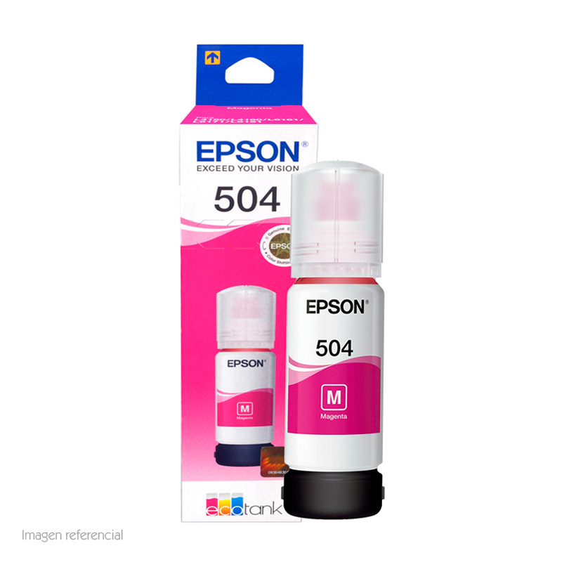 BOTELLA DE TINTA EPSON T504, COLOR MAGENTA, CONTENIDO 70ML