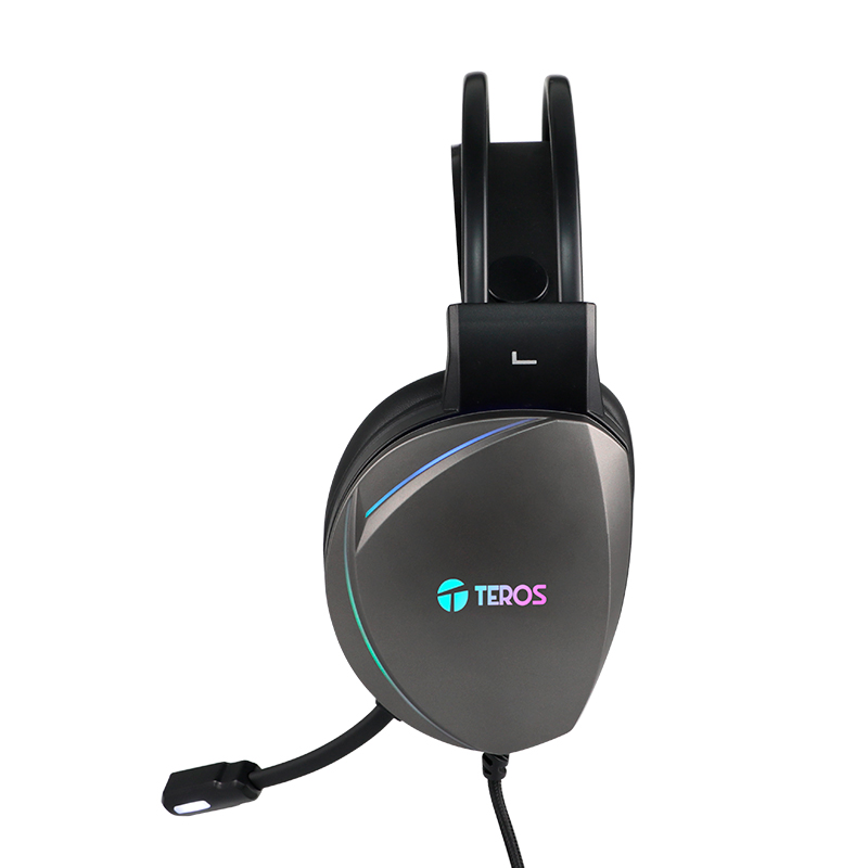 Auriculares Gaming TEROS TE-8170N estéreo 7.1, micrófono, conector USB, Negro, Luces RGB