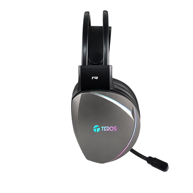Auriculares Gaming TEROS TE-8170N estéreo 7.1, micrófono, conector USB, Negro, Luces RGB