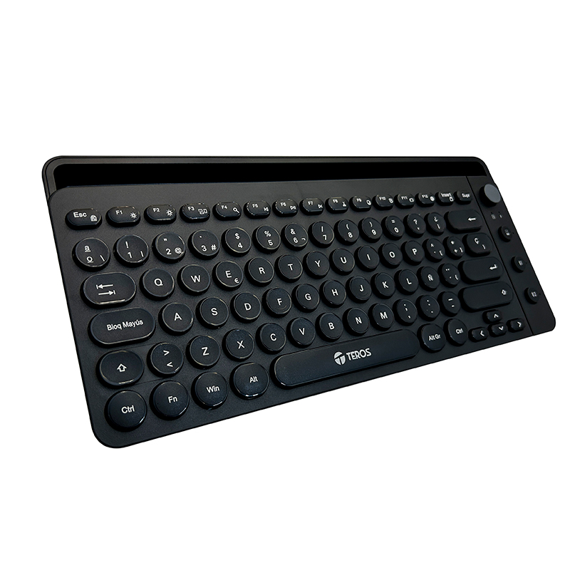 Teclado, Teros, TE-4064, Inalámbrico, 2.4GHZ + BT 3.0 + BT 5.2, 80 Teclas, Negro