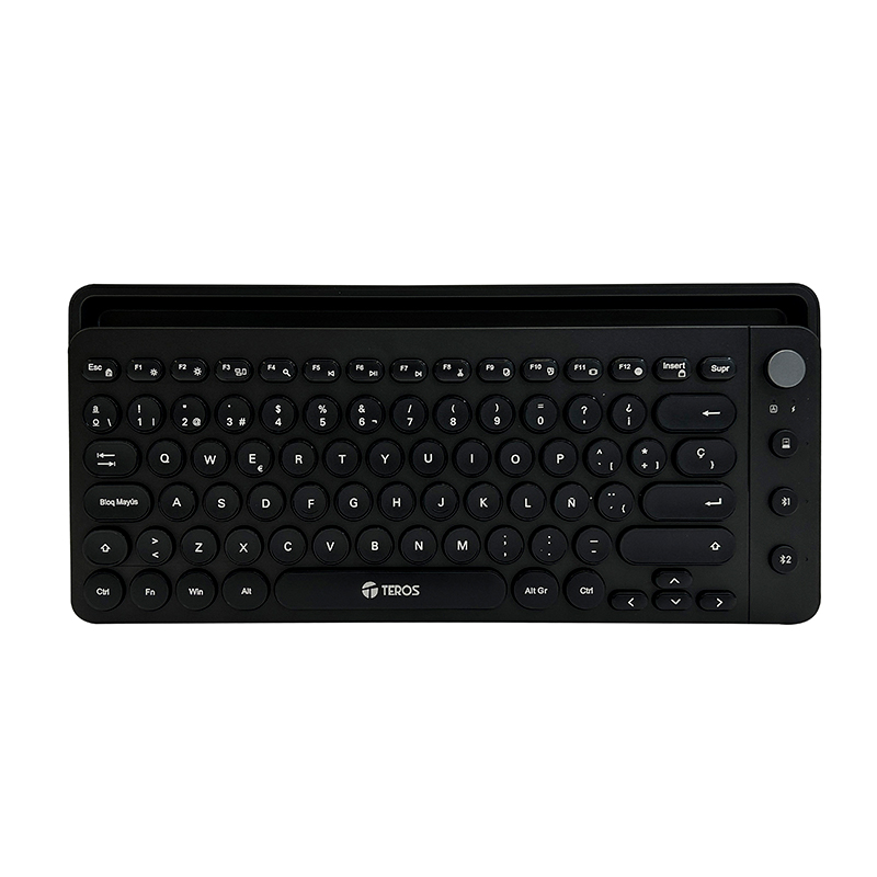 Teclado, Teros, TE-4064, Inalámbrico, 2.4GHZ + BT 3.0 + BT 5.2, 80 Teclas, Negro