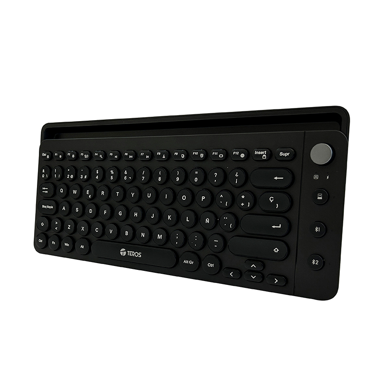 Teclado, Teros, TE-4064, Inalámbrico, 2.4GHZ + BT 3.0 + BT 5.2, 80 Teclas, Negro