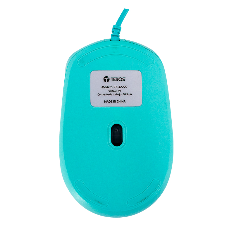 Mouse óptico TEROS TE-1227S, 800-1200-1600 DPI, USB, 4 botones, color verde