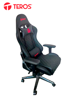 SILLA GAMER TEROS, NEGRO Y ROJO
