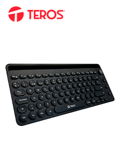 Teclado, Teros, TE-4064, Inalámbrico, 2.4GHZ + BT 3.0 + BT 5.2, 80 Teclas, Negro